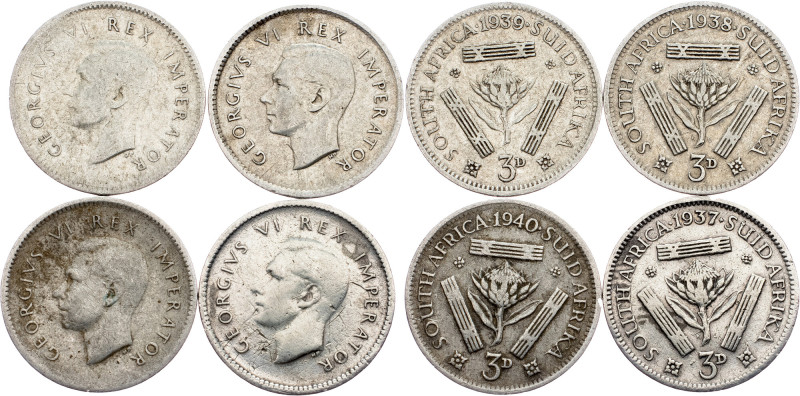 South Africa, 3 Pence 1937, 1938, 1939, 1940 South Africa, 3 Pence 1937, 1938, 1...