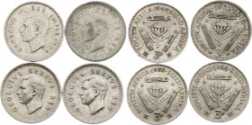 South Africa, 3 Pence 1946, 1949, 1950,1951