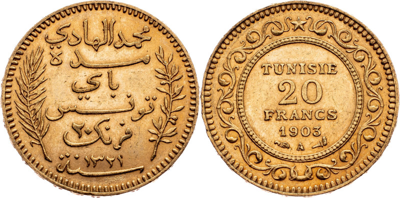 Tunisia, 20 Francs 1903, Paris Tunisia, 20 Francs 1903, Paris, Au, KM# 234|1321;...
