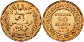 Tunisia, 20 Francs 1903, Paris