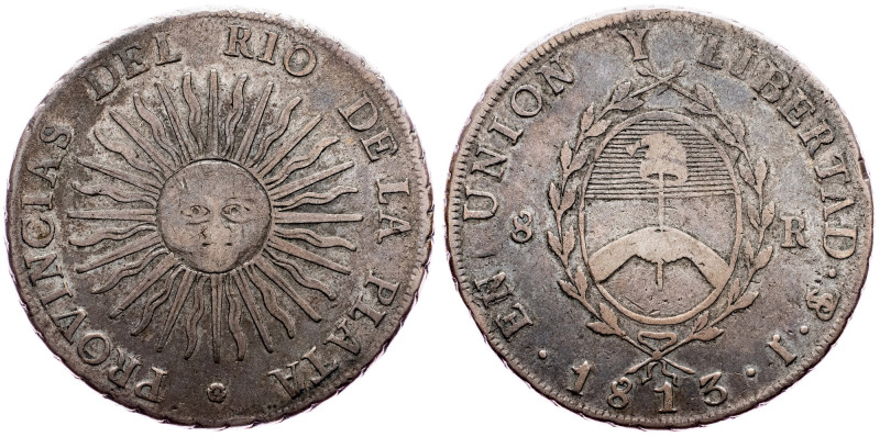 Argentina, 8 Reales 1813, Potosi Argentina, 8 Reales 1813, Potosi, 26,413 g, Ag,...