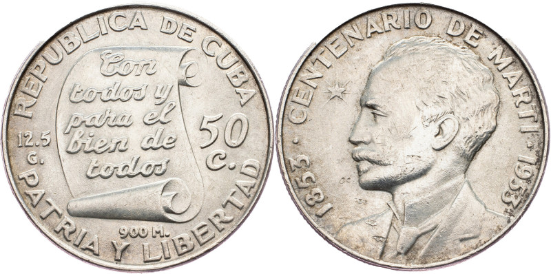 Cuba, 50 Centavos 1953, Philadelphia Cuba, 50 Centavos 1953, Philadelphia, Ag, K...