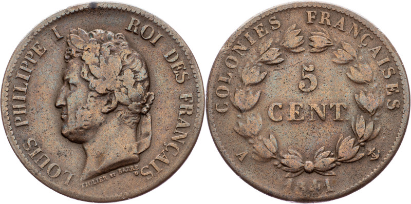 French Colonies, 5 Centimes 1841 French Colonies, 5 Centimes 1841, KM# 12; aVF
...