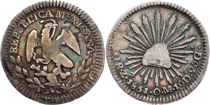 Mexico, 1 Real 1851 Mexico, 1 Real 1851, 3,241 g, Ag, KM#372.10|toned; VF

Gra...