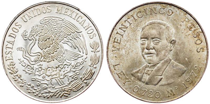 Mexico, 25 Pesos 1972 Mexico, 25 Pesos 1972, Ag, KM# 480|mint luster, min. toned...