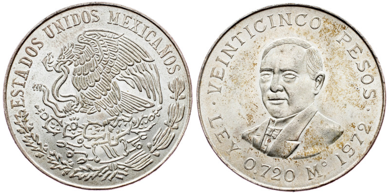 Mexico, 25 Pesos 1972 Mexico, 25 Pesos 1972, Ag, KM# 480|mint luster, min. toned...