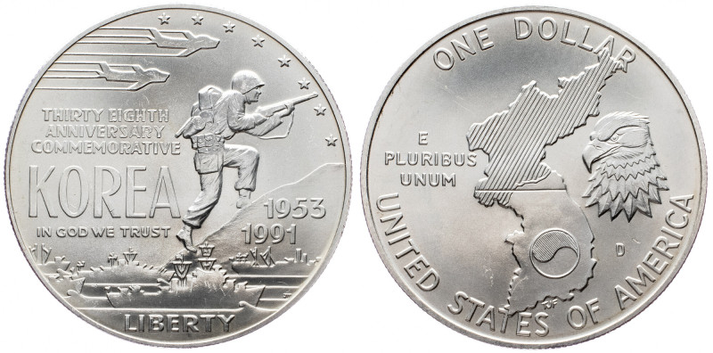 USA, 1 Dollar 1991, Denver USA, 1 Dollar 1991, Denver, Ag, KM# 231|mint luster, ...