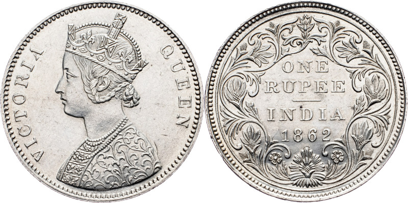 British India, 1 Rupee 1862 British India, 1 Rupee 1862, Ag, KM# 473.1; EF+

G...