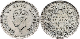 British India, 1/2 Rupee 1943