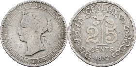 Ceylon, 25 Cents 1892