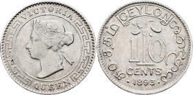 Ceylon, 10 Cents 1893