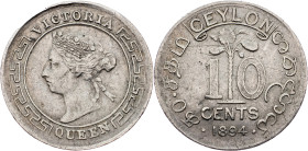 Ceylon, 10 Cents 1894