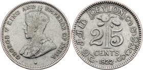 Ceylon, 25 Cents 1922