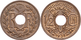 French Indochina, 1/2 Centime 1938, Paris