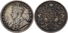 India - British, 1/2 Rupee 1916