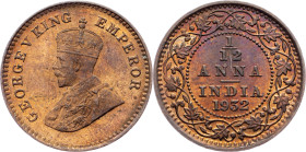 India - British, 1/12 Anna 1932, Calcutta