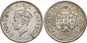 India - British, 1/2 Rupee 1940