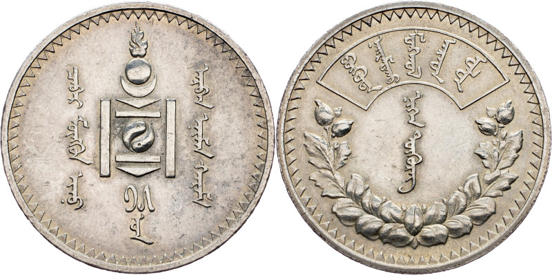 Mongolia, 1 Togrog 1925 Mongolia, 1 Togrog 1925, Ag, KM# 8|Min. cleaned; EF

G...