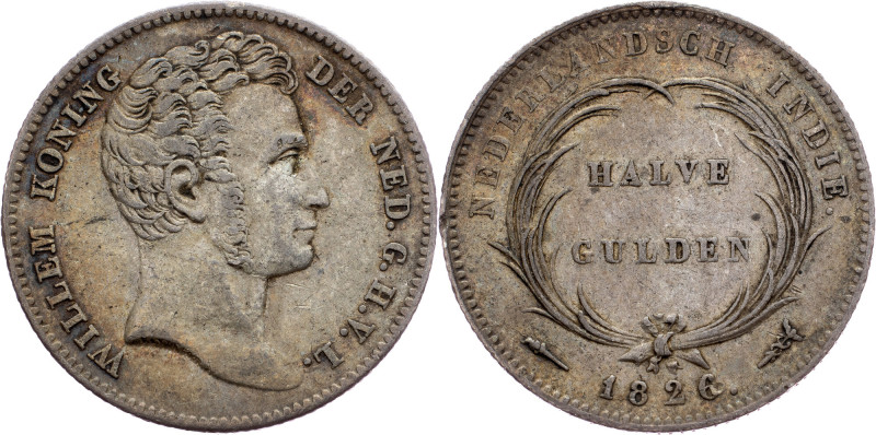 Netherlands East Indies, 1/2 Gulden 1826 Netherlands East Indies, 1/2 Gulden 182...