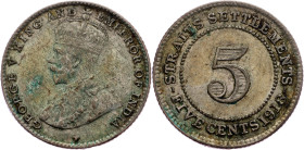 Straits Settlements, 5 Cents 1918