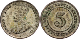 Straits Settlements, 5 Cents 1919