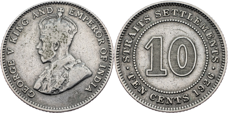 Straits Settlements, 10 Cents 1926 Straits Settlements, 10 Cents 1926, Ag, KM# 2...