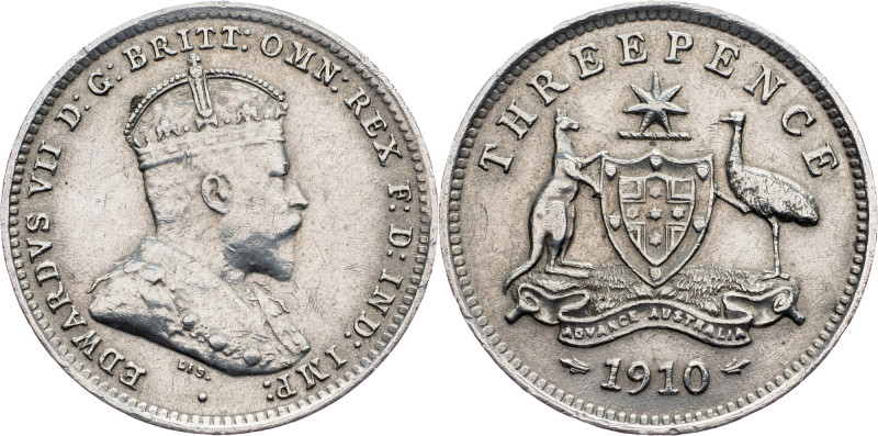 Australia, 3 Pence 1910 Australia, 3 Pence 1910, Ag, KM# 18; EF

Grade: EF