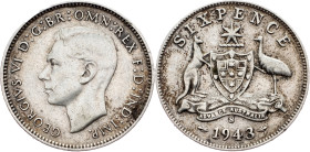 Australia, 6 Pence 1943, S