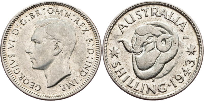 Australia, 1 Shilling 1943, S Australia, 1 Shilling 1943, S, Ag, KM# 39; EF

G...