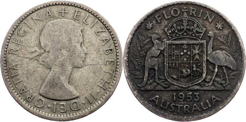 Australia, 1 Florin 1953 Australia, 1 Florin 1953, Ag, KM# 54; VF

Grade: VF