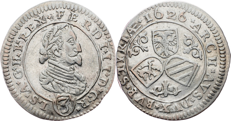 Ferdinand II., 3 Kreuzer 1626, Graz Ferdinand II., 3 Kreuzer 1626, Graz, Ag, Her...