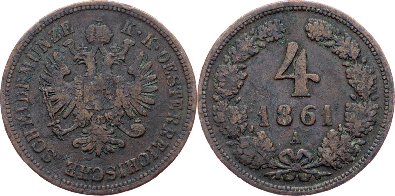 Franz Joseph I., 4 Kreuzer 1861, A Franz Joseph I., 4 Kreuzer 1861, A, KM# 2194|...