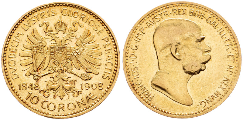 Franz Joseph I., 10 Krone 1908, Vienna Franz Joseph I., 10 Krone 1908, Vienna, A...