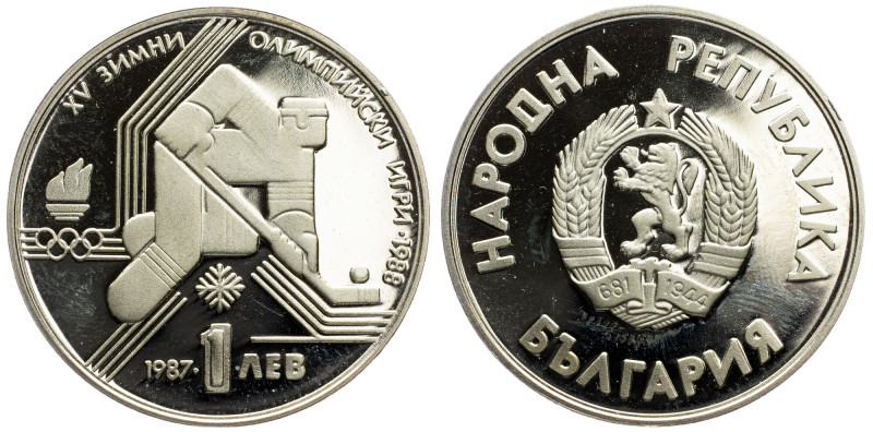 Bulgaria, 1 Lev 1987, Sofia Bulgaria, 1 Lev 1987, Sofia, KM# 175|Winter Olympics...