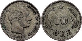 Denmark, 10 Ore 1889
