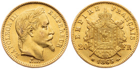 France, 20 Francs 1865, Strasbourg