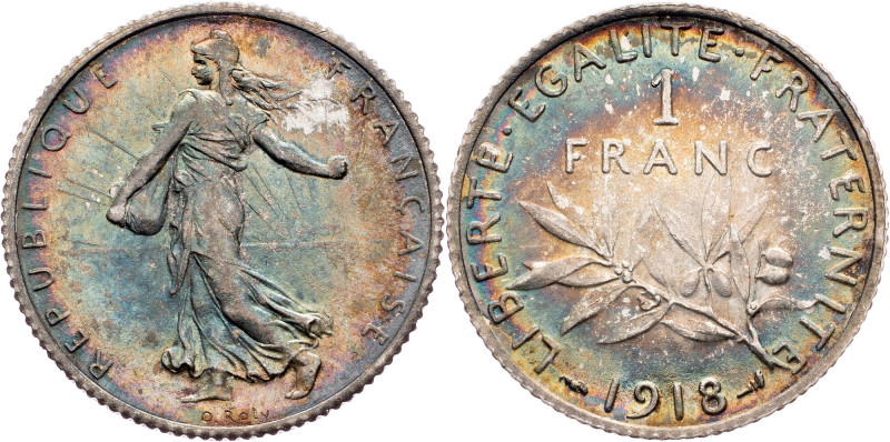 France, 1 Franc 1918, Paris France, 1 Franc 1918, Paris, Ag, KM# 844.1|extraordi...