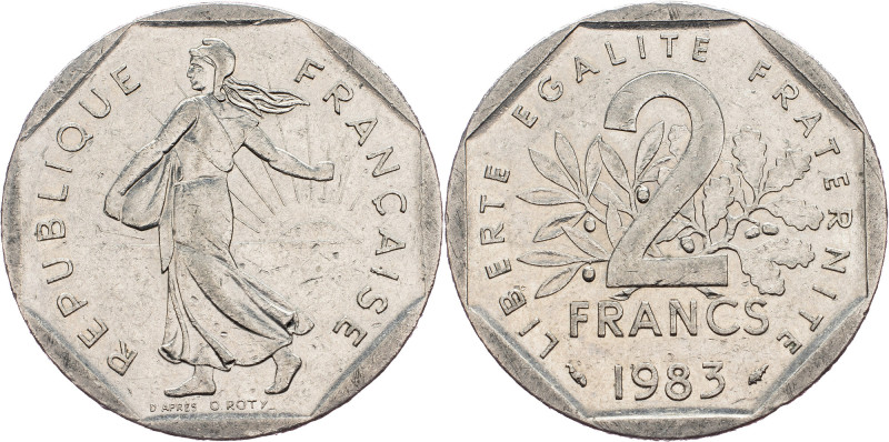 France, 2 Francs 1983 France, 2 Francs 1983, KM# 941.2; VF

Grade: VF