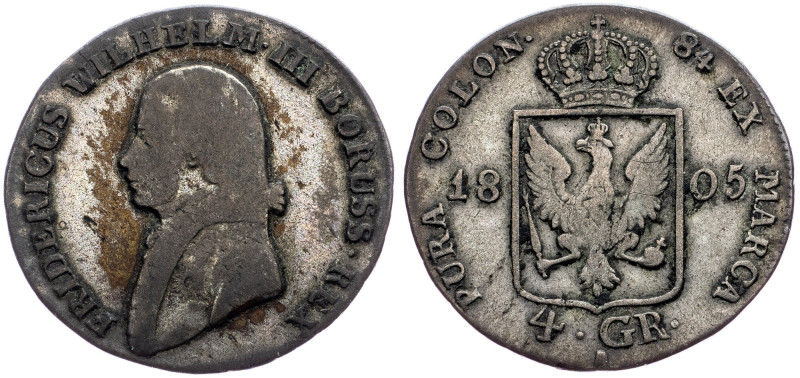 Friedrich Wilhelm III., 4 Groschen 1705, A Friedrich Wilhelm III., 4 Groschen 17...