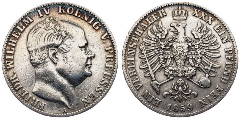 Preussen, Thaler 1859, A Preussen, Thaler 1859, A, Ag, Dav. 775|cleaned, small r...