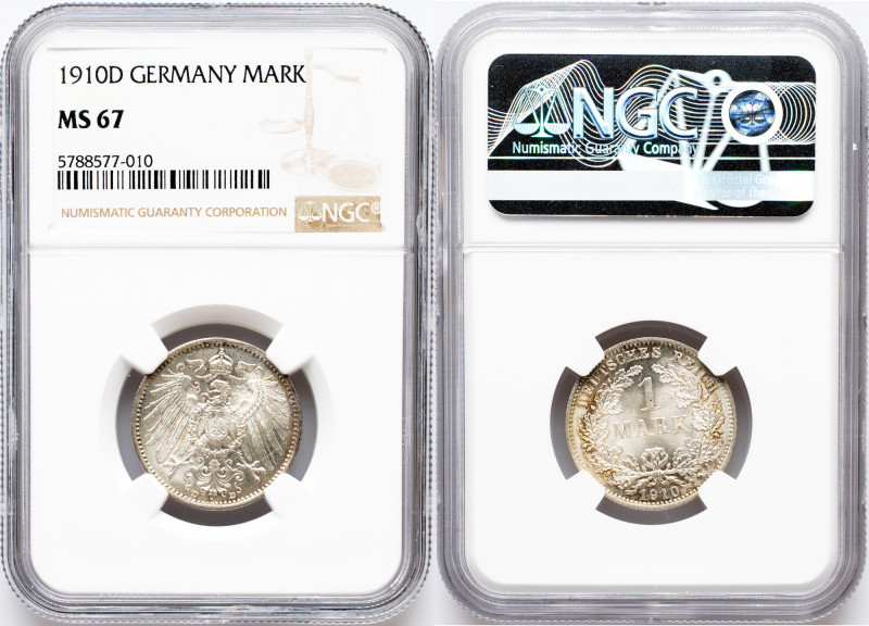 Germany, 1 Mark 1910, D Germany, 1 Mark 1910, D, Ag, KM# 14|Extraordinary specim...