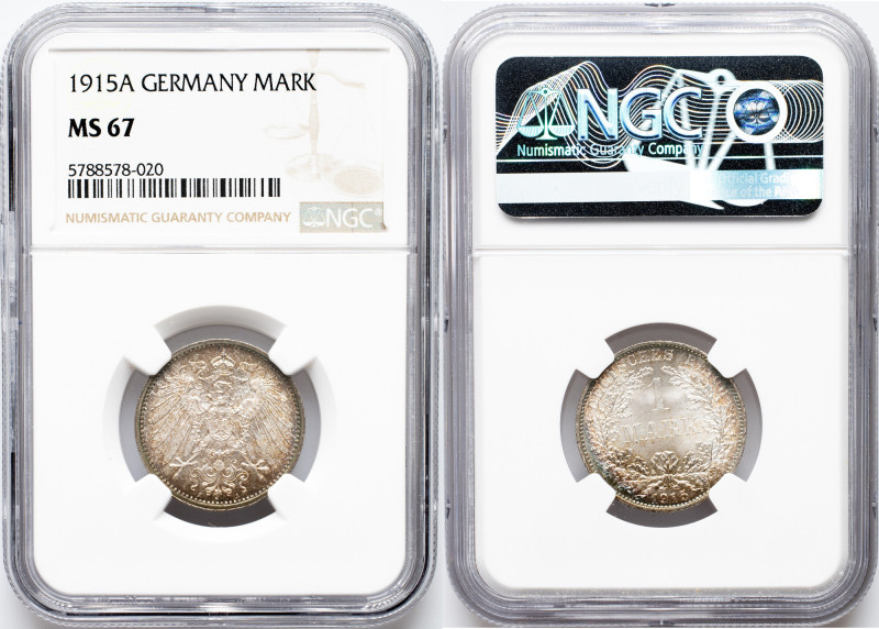 Germany, 1 Mark 1915, A Germany, 1 Mark 1915, A, Ag, KM# 14|Extraordinary specim...