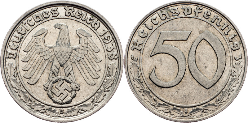 Germany, 50 Pfennig 1938, B Germany, 50 Pfennig 1938, B, KM# 95|Cleaned; VF+

...