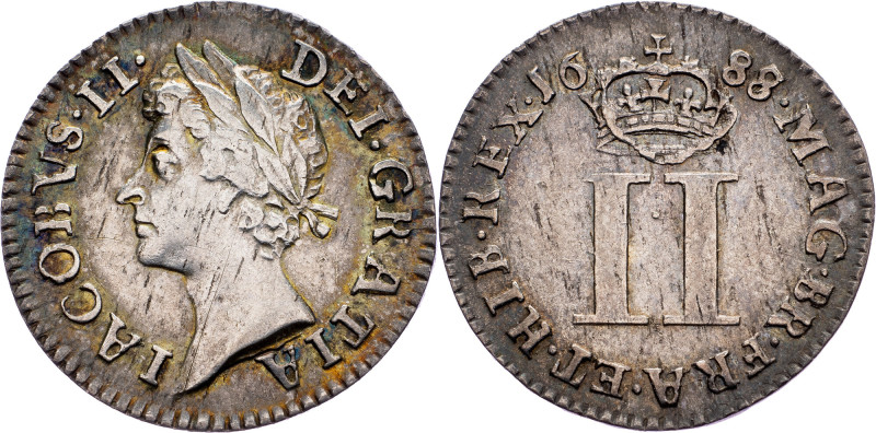 Great Britain, 2 Pence 1688 Great Britain, 2 Pence 1688, Ag, Sp# 3416, KM# 454|B...