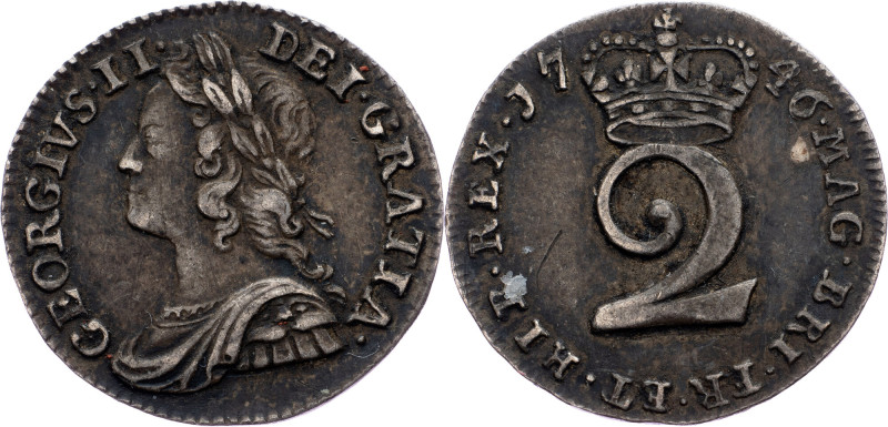 Great Britain, 2 Pence 1746 Great Britain, 2 Pence 1746, Ag, KM# 568, Sp# 3714|T...