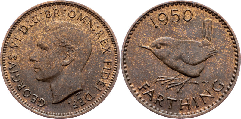 Great Britain, Farthing 1950 Great Britain, Farthing 1950, KM# 867|remains of mi...