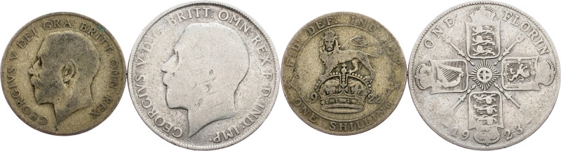 Great Britain, 1 Shilling, 1 Florin 1922, 1923 Great Britain, 1 Shilling, 1 Flor...