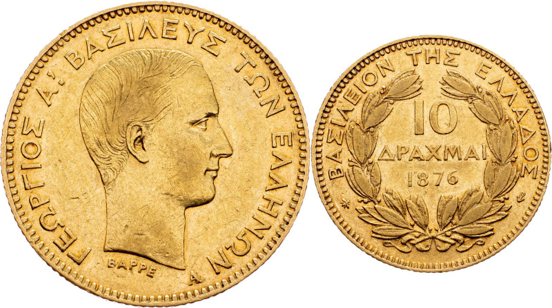 Greece, 10 Drachami 1876, Paris Greece, 10 Drachami 1876, Paris, Au, KM# 48|Mint...