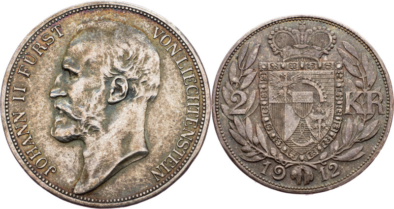 Liechtenstein, 2 Kronen 1912 Liechtenstein, 2 Kronen 1912, Ag, Y# 3|toned; EF
...