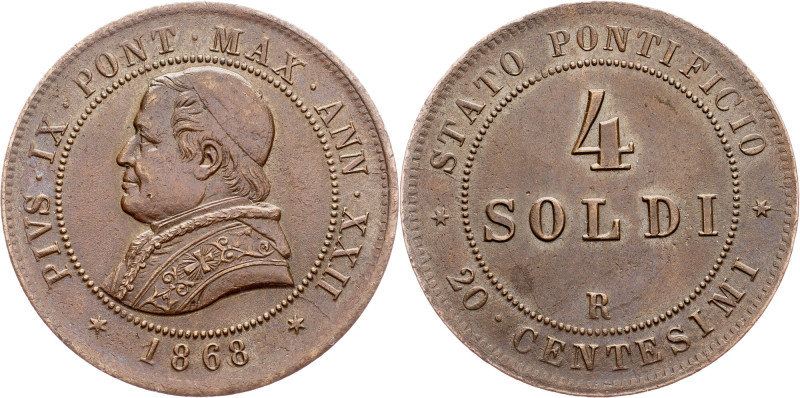Papal states, 4 Soldi 1868, Rome Papal states, 4 Soldi 1868, Rome, KM# 1374|rema...